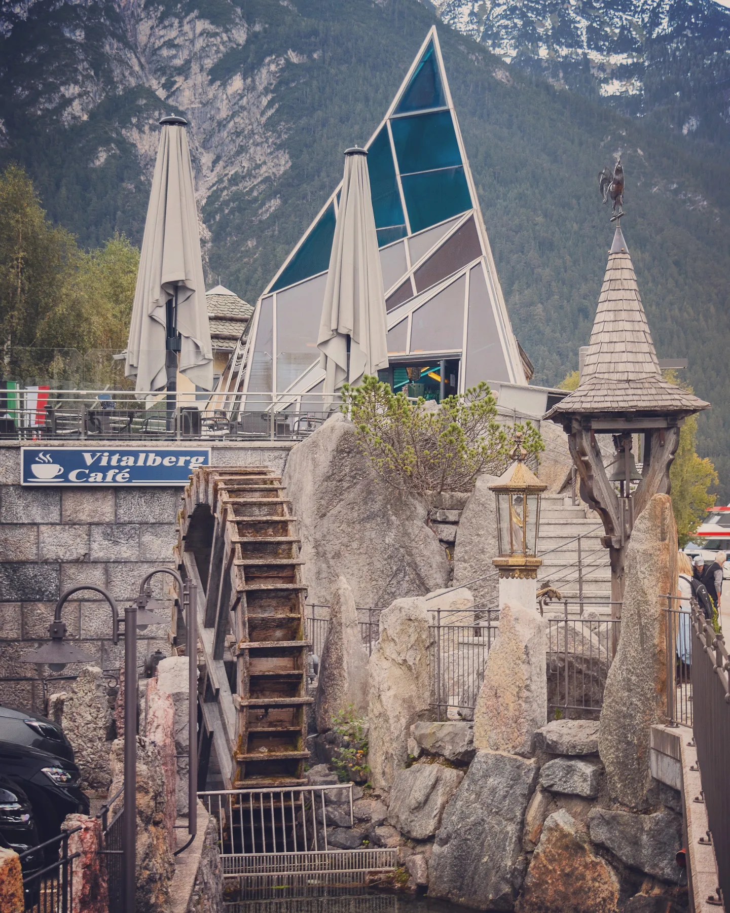 Vitalberg Café with waterwheel in Pertisau, Tyrol.