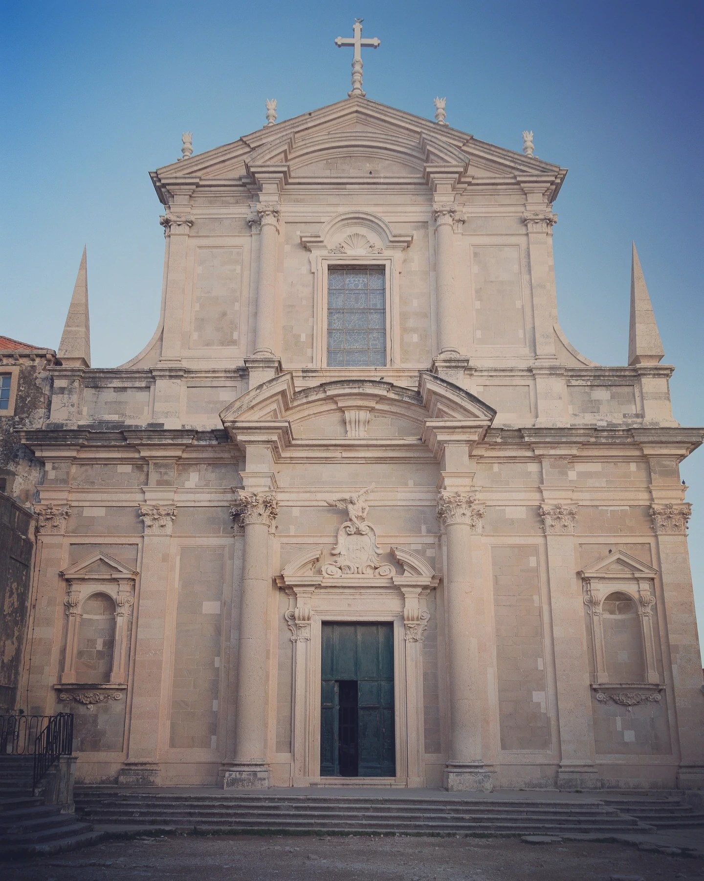 Baroque façade of the Church of St. Ignatius of Loyola in Dubrovnik.